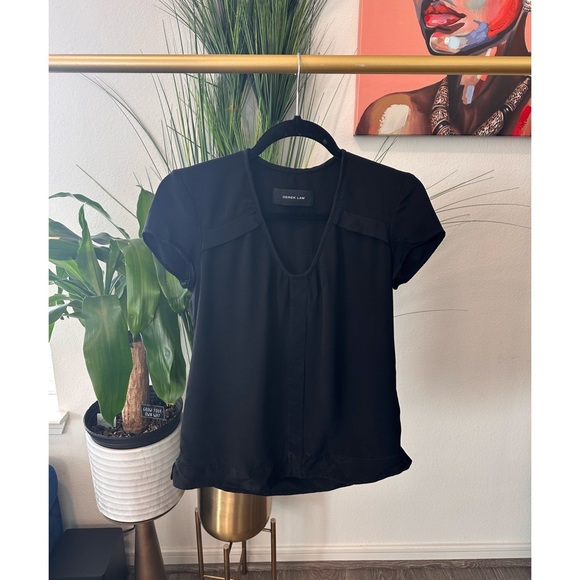 Derek Lam Tops - Derek Lam Silk 100% Silk Cap Sleeve U-Neck Blouse - IT Size 38/US 2